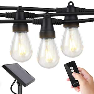 Ambience Pro 12-Light 27 ft. Outdoor Solar 1W 3000k LED S14 Remote Control Edison Bulb String-Light