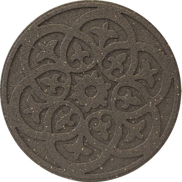 Envirotile Reversible Scroll 18 in. x 18 in. Round Rubber Earth Stepping Stone