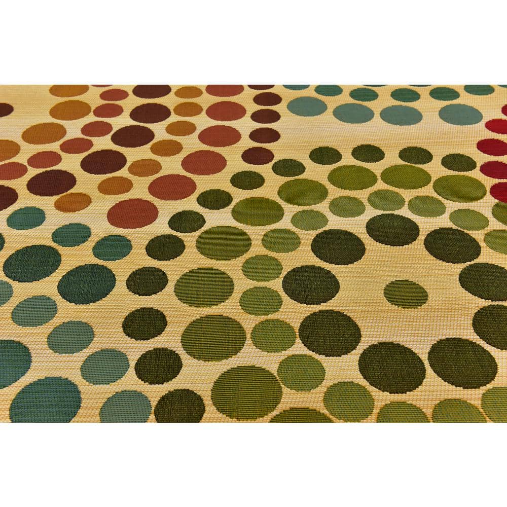 Modern Elegance Outdoor Flatweave Rug 5'3" x 8' in Blue and Brown