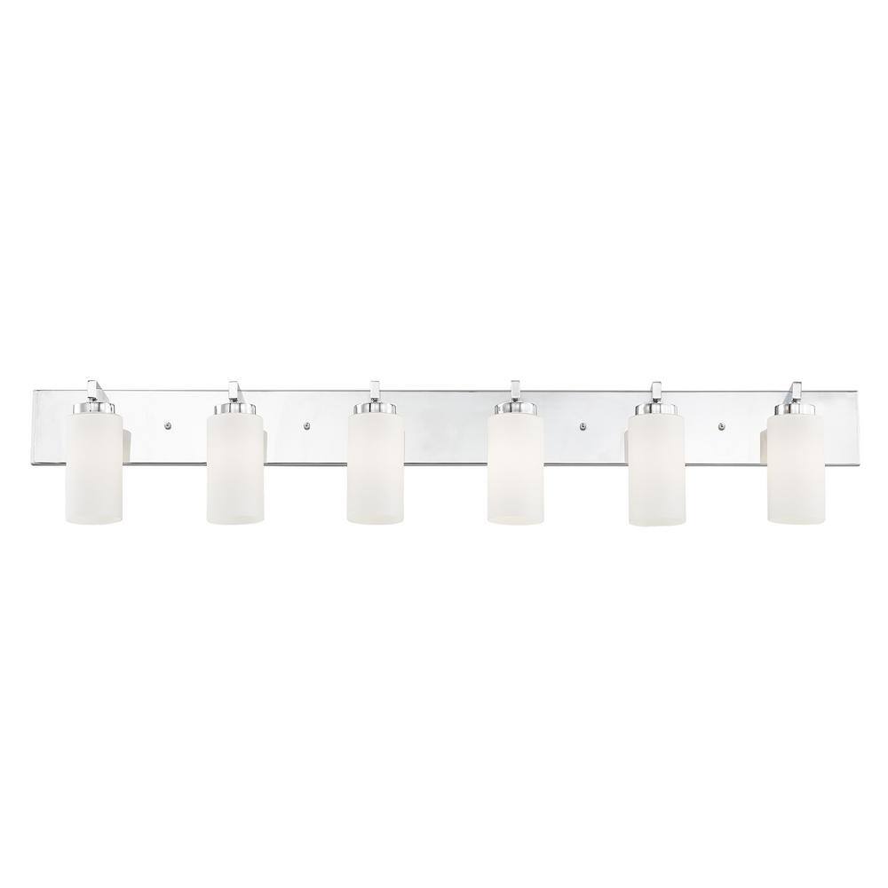 Polished Chrome 6-Light Vanity with Satin Opal Glass