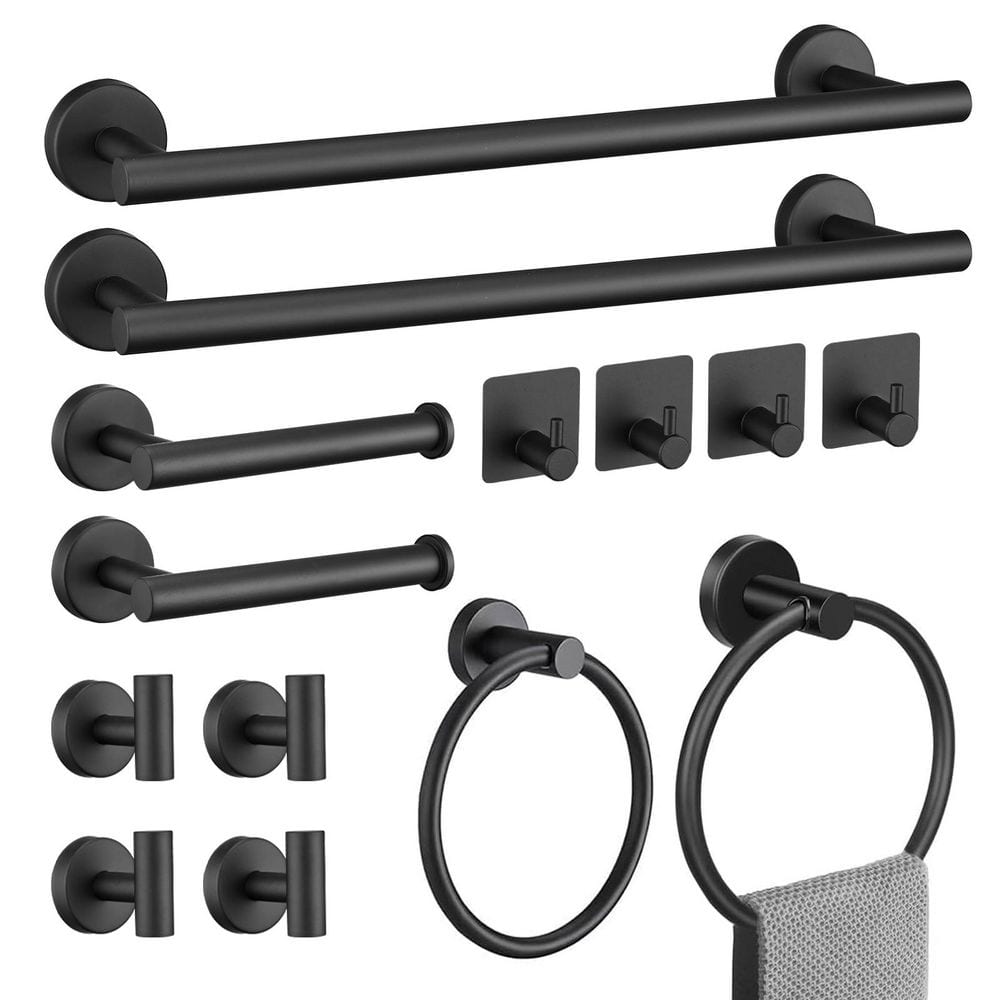 14-Piece Bath Hardware Set with Towel Bar Paper Holder Towel Ring and Hooks in Matte Black price history on PriceWatchPro