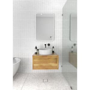 22 in. W x 32 in. H Framed Square Bathroom Vanity Mirror in White