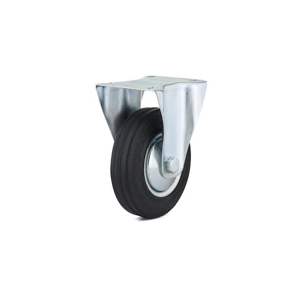 Richelieu Hardware Euro Series 4-15/16 in. (125 mm) Black Fixed Plate Caster with 220 lb. Load Rating