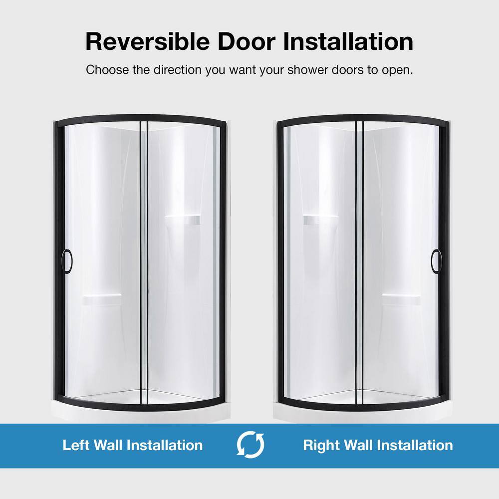 Breeze 38 in. Black Framed Corner Shower Kit with Clear Glass
