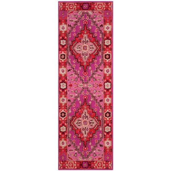 SAFAVIEH Bellagio Red/Pink 2 ft. x 11 ft. Border Runner Rug