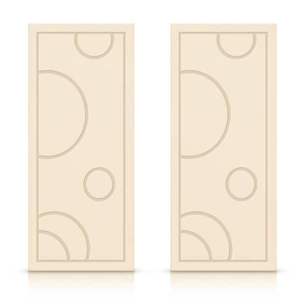 CALHOME 48 in. x 84 in. Hollow Core Beige Painted Composite MDF Interior Double Closet Sliding Doors