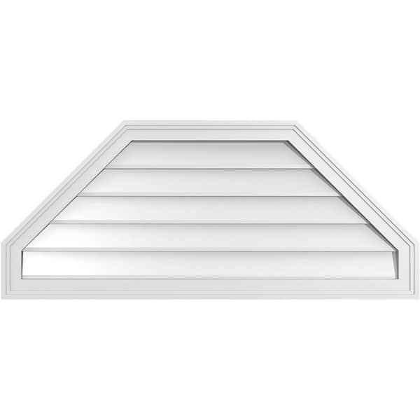 Ekena Millwork 42 in. x 18 in. Octagonal Top Surface Mount PVC Gable Vent: Decorative with Brickmould Frame