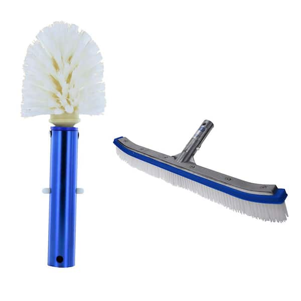 Blue Devil Pool Corner and Step Cleaning Brush and Wall Cleaning Scrub Round Brush Deluxe