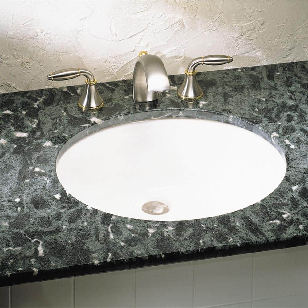 Ovalyn White Ceramic Oval Bathroom Sink with Overflow