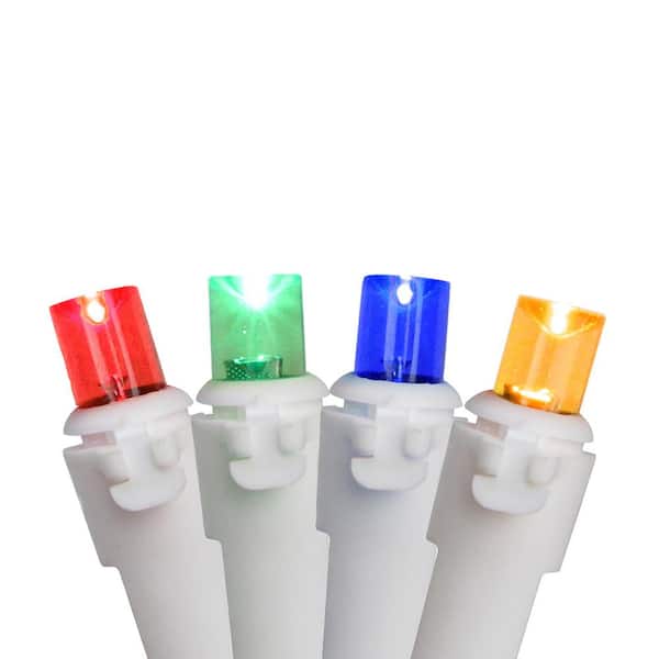 Set of 50 Multi Colored LED Wide Angle Christmas Lights - White Wire