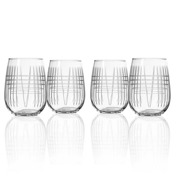 Rolf Glass Matchstick 17 fl.oz Stemless Wine Glasses Set (Set of 4)