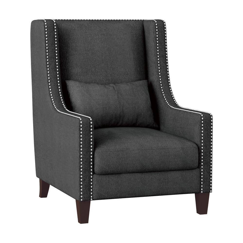 Dorsey Dark Gray Textured Upholstery High Back Accent Chair 1114DG1