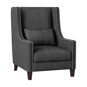 Dorsey Dark Gray Textured Upholstery High Back Accent Chair