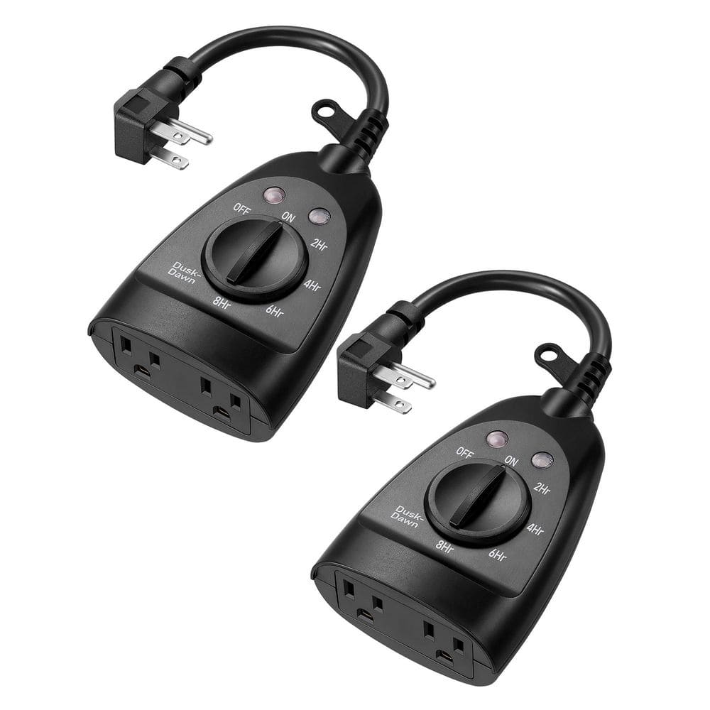15 Amp 125-Volt 480 min Waterproof Outdoor Timer with Dusk to Dawn Sensor for Decoration/String Lights, 2 Piece price history on PriceWatchPro