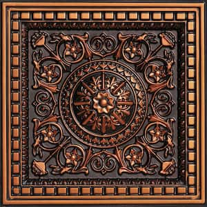 Da Vinci Antique Copper 2 ft. x 2 ft. PVC Lay-in Coffered Ceiling Tile (100 sq. ft./case)