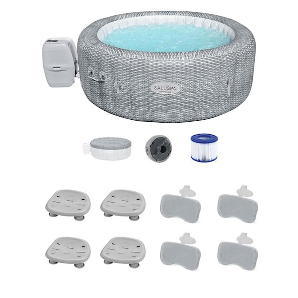 Bestway Honolulu 6-Person AirJet Hot Tub with 4 SaluSpa Seat and 4 Headrest Pillows