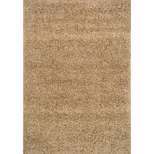 Shaggy Solid Beige 7 ft. x 10 ft. Synthetic Rectangle Area Rug