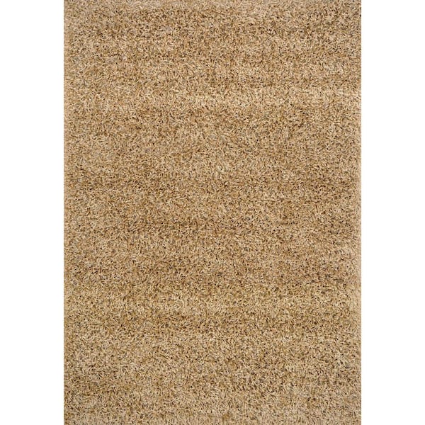 RugStylesOnline Shaggy Solid Beige 7 ft. x 10 ft. Synthetic Rectangle Area Rug