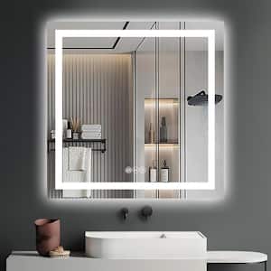 36 in. W x 36 in. H Large Square Frameless Anti-Fog Ceiling Wall Mount Bathroom Vanity Mirror in Silver