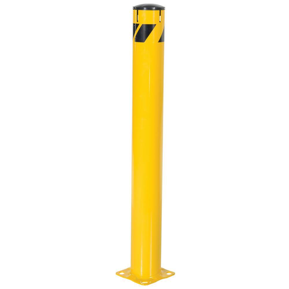 Vestil 48 in. x 5.5 in. Yellow Steel Pipe Safety Bollard with Chain ...