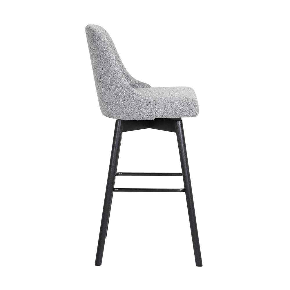 Sicily 26" Swivel Black Wood Counter Stool with Light Gray Fabric