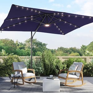 Navy Blue Premium 10x8 ft. LED Cantilever Patio Umbrella-Outdoor Comfort with 360° Rotation and Canopy Angle Adjustment