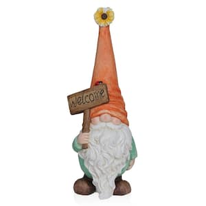 Gnome with "Welcome" Sign Decor