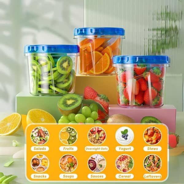 24 oz Plastic Food Storage Containers with Twist Top Lids, 6 Pack