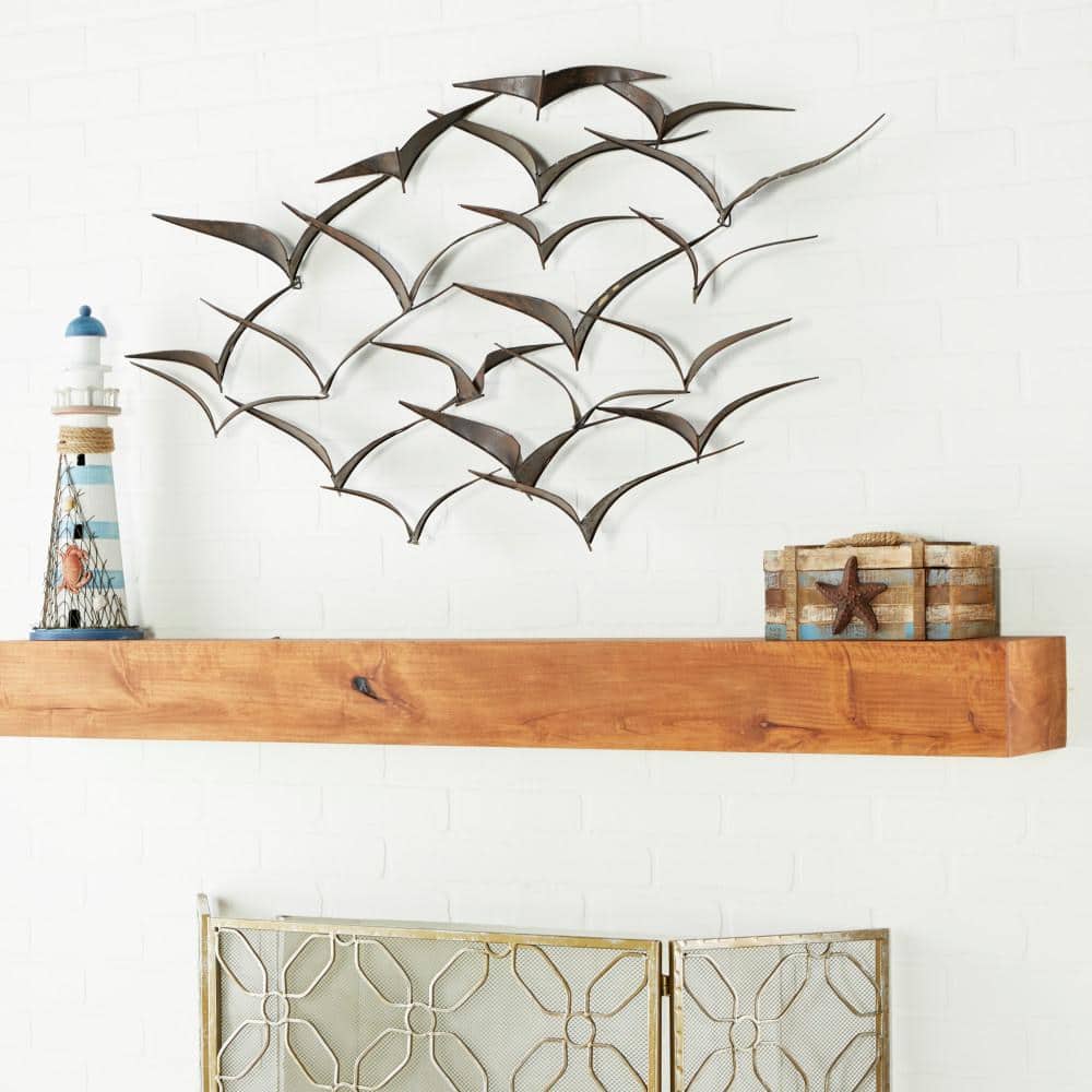 Black Metal Flying Flock of Birds Wall Sculpture