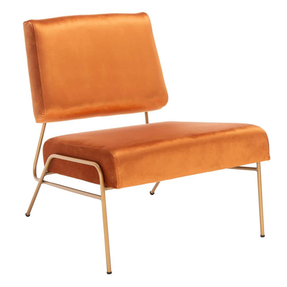 Sienna Brown Velvet and Metal Accent Chair