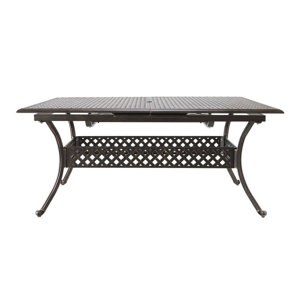 Shiny Copper Cast Aluminum Expandable Patio Outdoor Dining Table