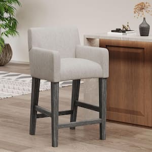 Deville 26 in. Light Gray and Gray Wood Bar Stool