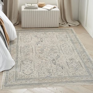 Nyle Ivory/Grey/Blue 5 ft. x 8 ft. All-Over Design Transitional Area Rug