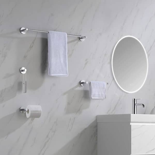Bathroom Accessories 5-Piece Bathroom Hardware Set with Towel Bar/Rack Toilet Paper Holder Towel/Robe Hook in Chrome