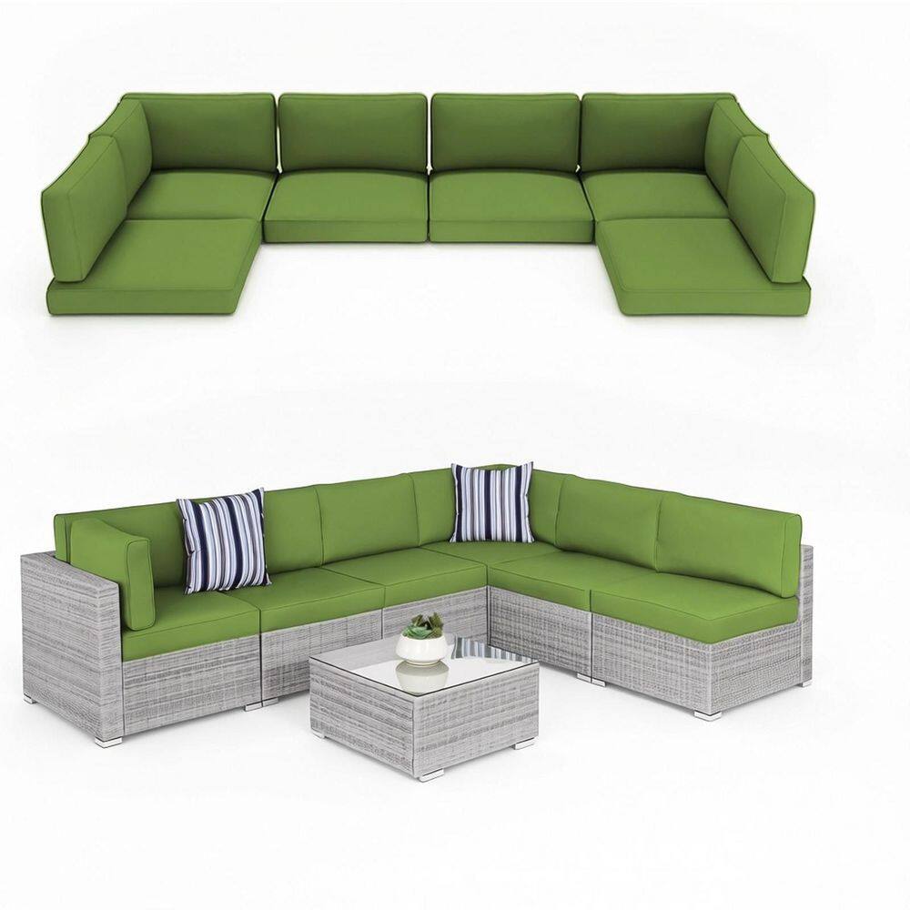 25.6 in. x 25.6 in. x 4 in. (14-Piece) Deep Seating Outdoor Sectional Replacement Cushion Set