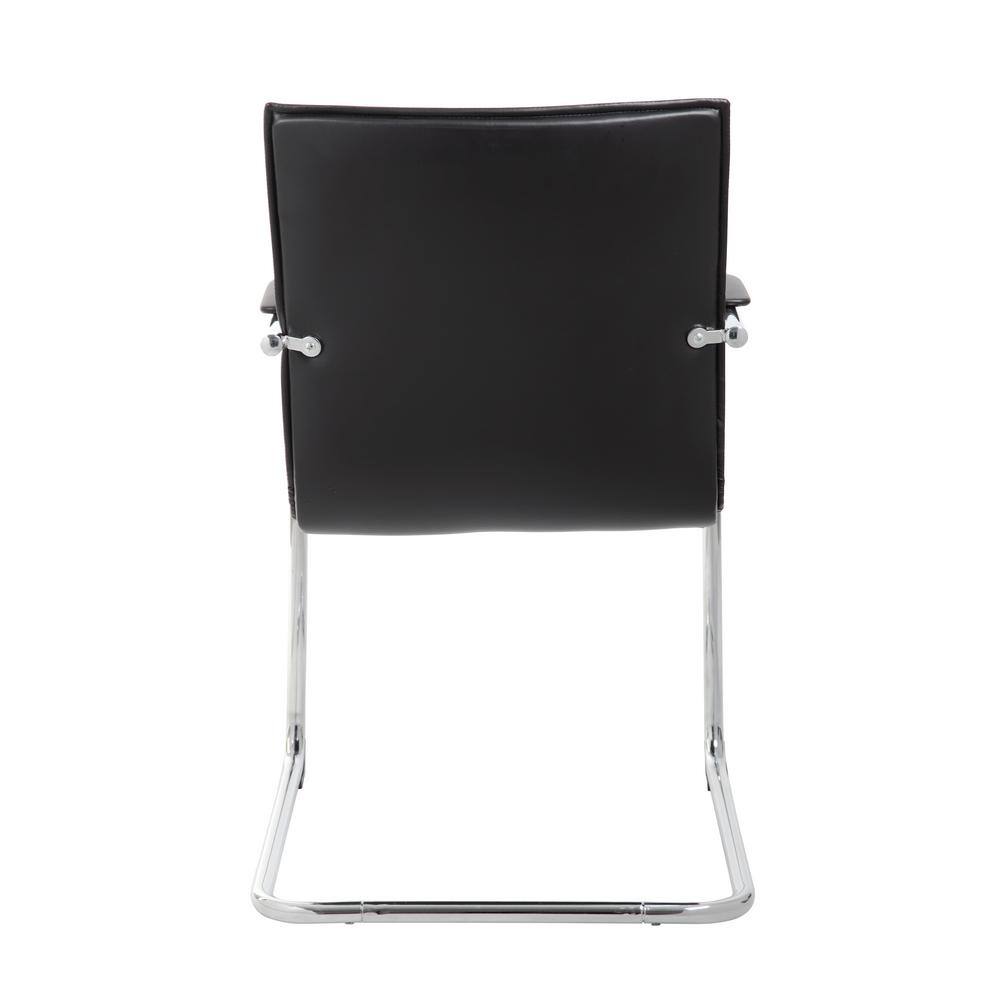 Luxurious Chrome Frame Black Vinyl Side Chair Set
