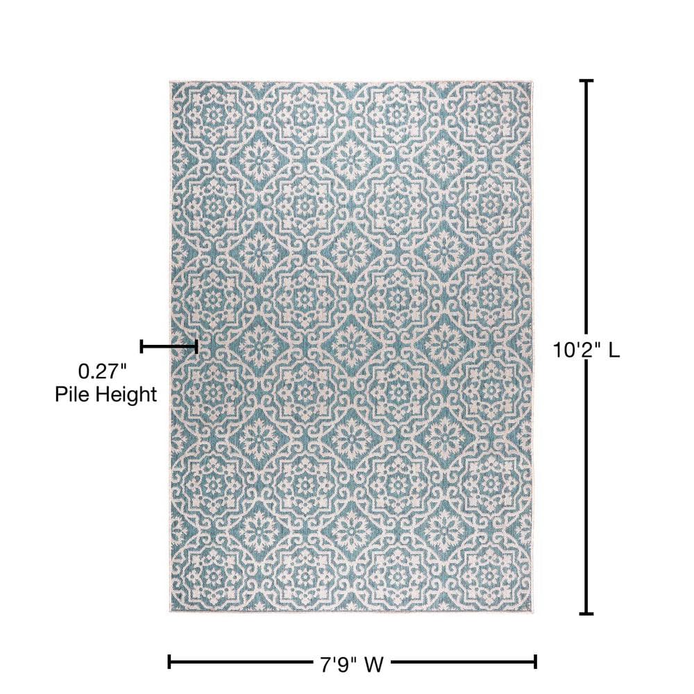 Blue and Gray Medallion Synthetic 8' x 10' Area Rug
