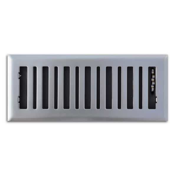 Hampton Bay Contemporary 4 in. x 12 in. Steel Floor Register in Brushed Nickel