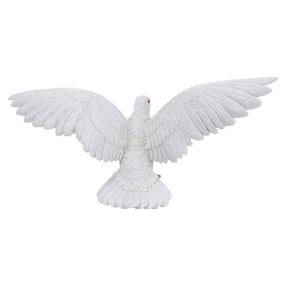 White Resin Pigeon Garden Figurine with Spread Wings