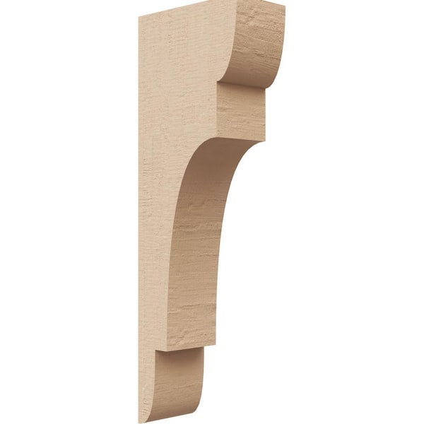 Ekena Millwork 2 in. x 12 in. x 4 in. Series 2 Thin New Brighton Rough Cedar Woodgrain Timberthane Polyurethane Corbel, Primed Tan
