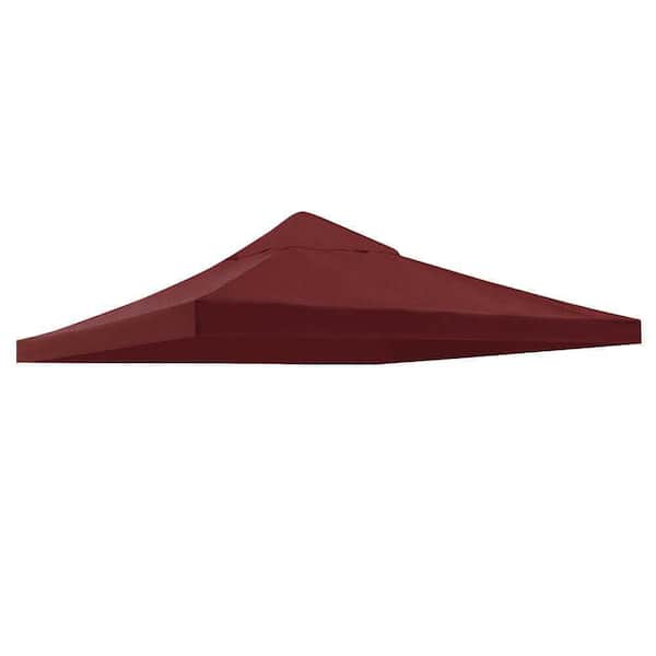 Unbranded 10 ft. x 10 ft. Burgundy Gazebo Canopy Top Replacement Patio Pavilion Cover UV30 Sunshade
