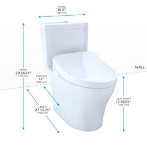 Aquia IV 12 in. Rough In Two-Piece 0.8/1.28 GPF Dual Flush Elongated Toilet in Cotton White, K300 Washlet Seat Included