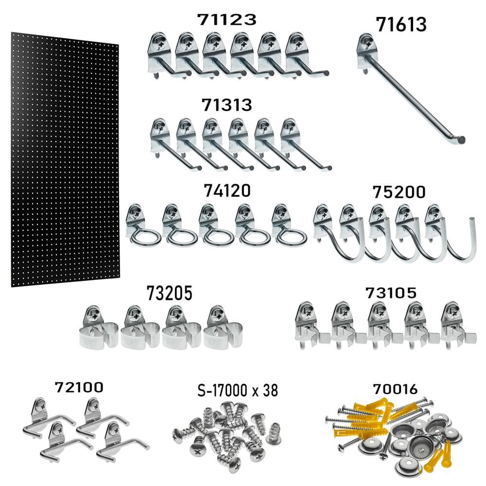 1/4 in. Custom Painted Black Pegboard Wall Organizer with 36-Piece Locking Hooks - 2