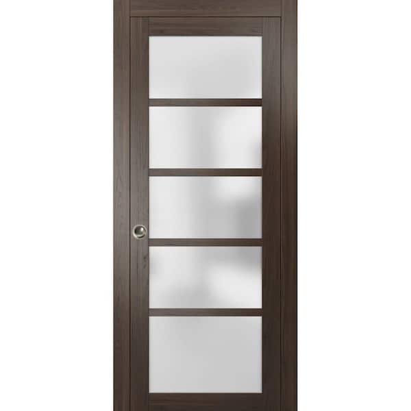 18 in. x 80 in. 1 Panel Chocolate Ash Finished MDF Sliding Door with Hardware