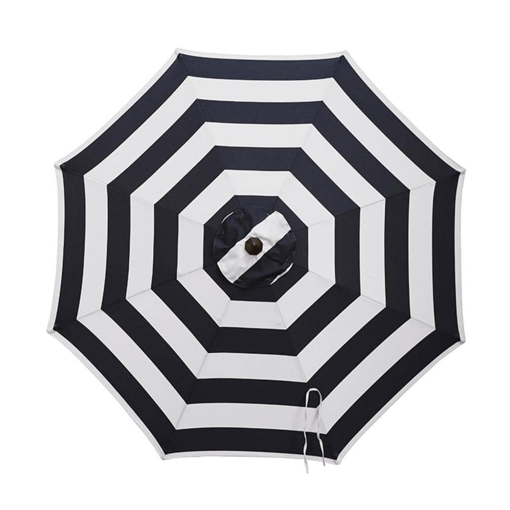 Living Accents Navy and White Stripe 9 ft. Market Umbrella with Aluminum Pole