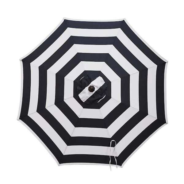 LIVING ACCENTS 9 ft. Tiltable Market Umbrella Navy White Stripe