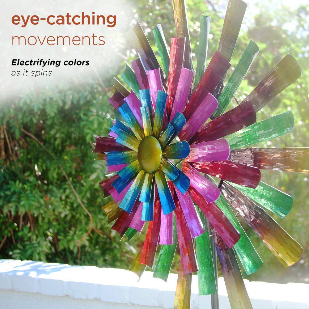 81" Multicolor Iron Prismatic Flower Wind Spinner