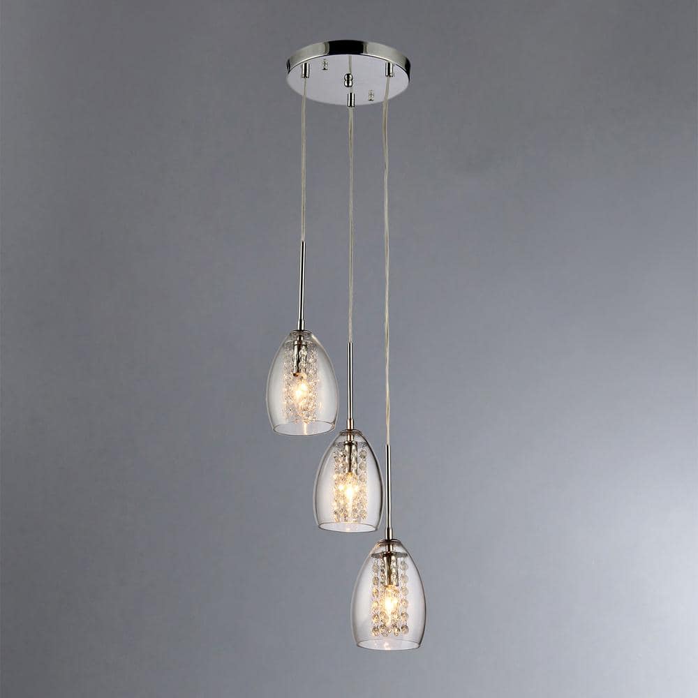 Sophisticated Wine Cup Chrome Pendant with Crystal Accents