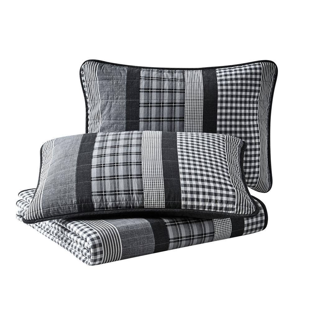 Grey Heather Reversible Cotton King Quilt Set