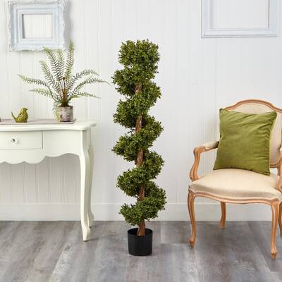 5 ft. Artificial Boxwood Spiral Topiary Tree (Indoor/Outdoor)